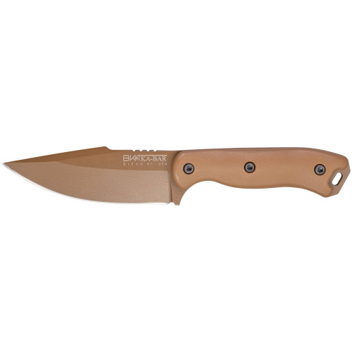 KA-BAR Knives Becker Harpoon, Fixed Blade Knife, 4.625" Blade Length, 9.375" Overall Length, Matte Finish, Bronze, Drop Point, Plain Edge, 1095 Cro-Van, Brown Polymer Handle, Includes Celcon Sheath