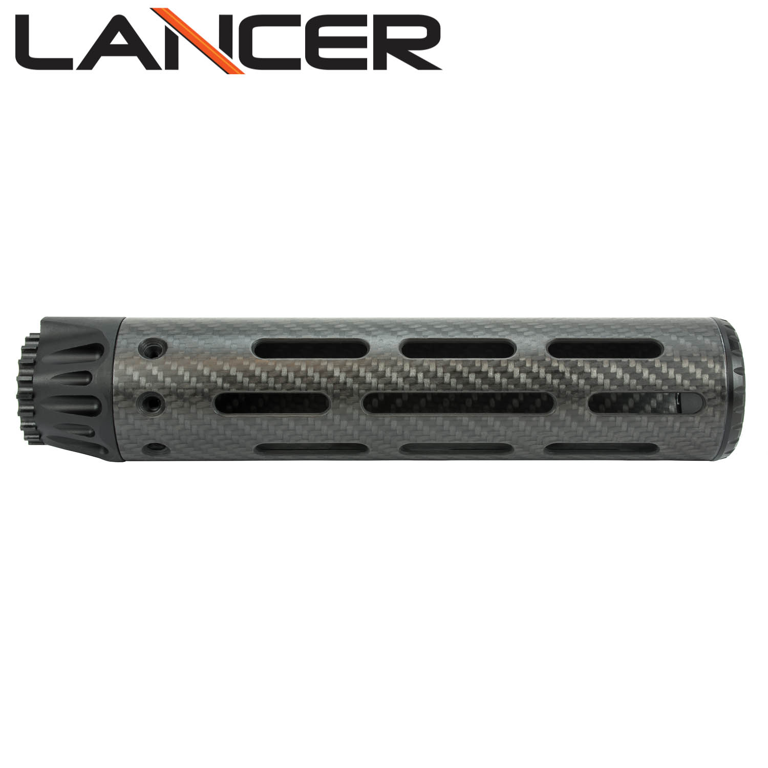 Lancer Systems AR-15 Carbon Fiber Handguard, Round w/ Standard Cooling Slots, 8" Mid-Length