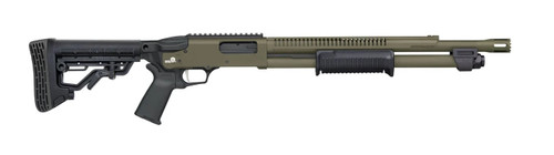 Mossberg 590R, 12 Ga, 18.5" OD Green Barrel/Receiver, Black Adj Stock, 6rd