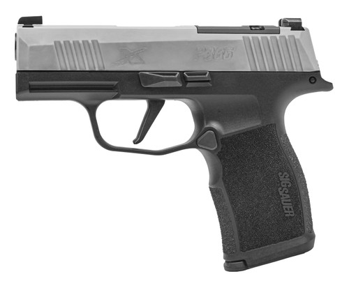 Sig Sauer P365X 9mm 12rd,3.10" Steel Barrel, Stainless Steel Optic Ready/Serrated Slide, Black Stainless Steel Frame Accessory Rail, Polymer Grip