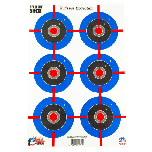 Pro-Shot Splatter Shot 12" x 18" Multi-Bullseye - Heavy Tag Paper Target - 8 Pack