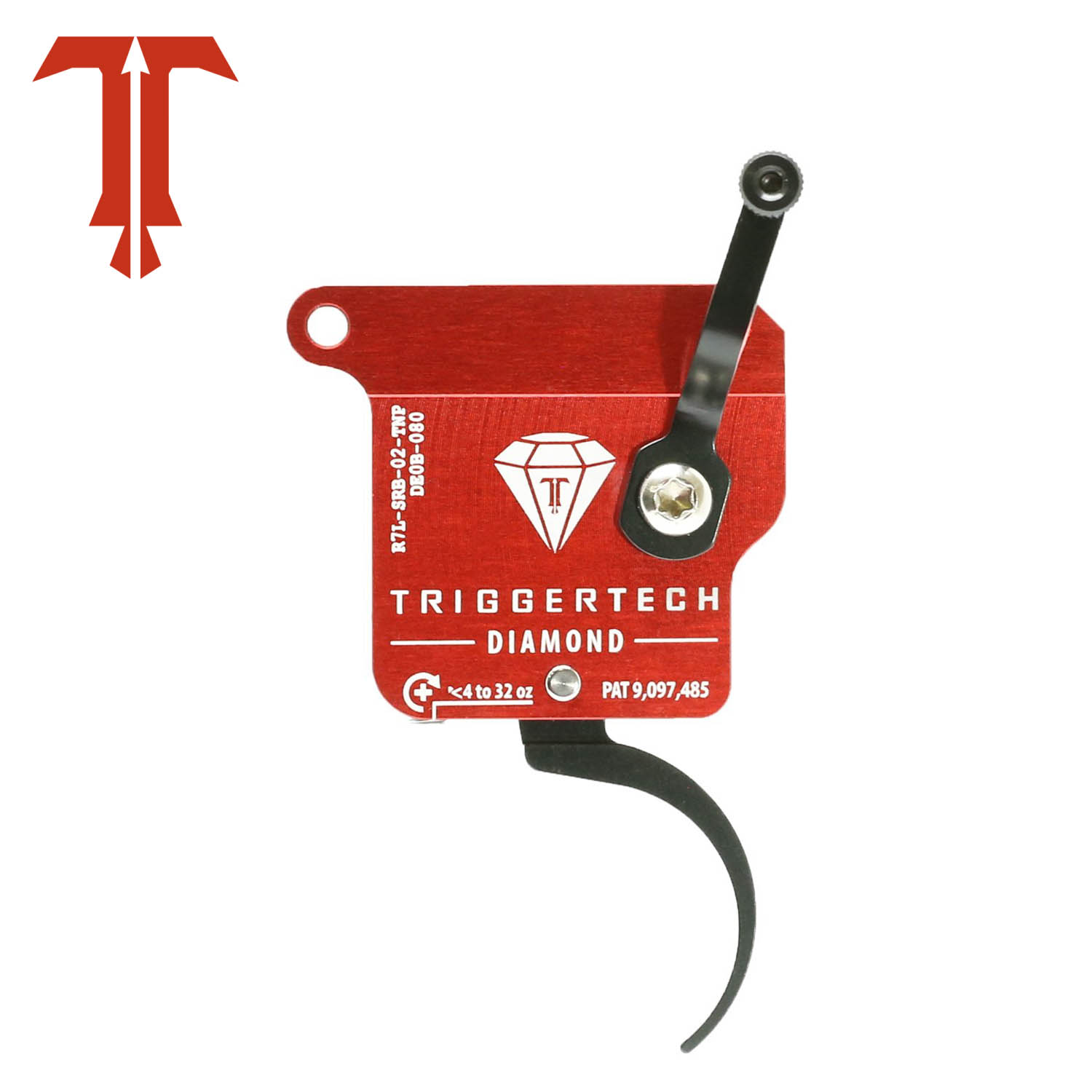 TriggerTech Rem 700 Diamond Trigger, Left Handed, Black Pro Curved Trigger