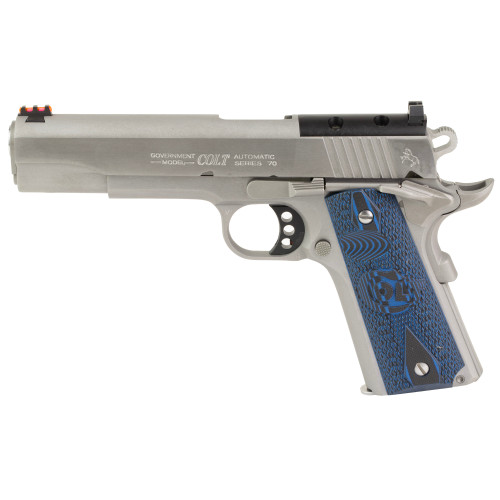 Colt 1911 Competition OR 45 ACP, 5" Barrel, Optics Ready, Stainless Steel Finish, Silver, G10 Grips, 8rd