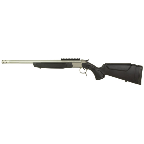 CVA Scout, Take-Down 44 Magnum, 20" Threaded Barrel, Stainless Steel Finish, Synthetic Stock, Black, Ambidextrous, Scope Rail, Muzzle Brake, 1 Round