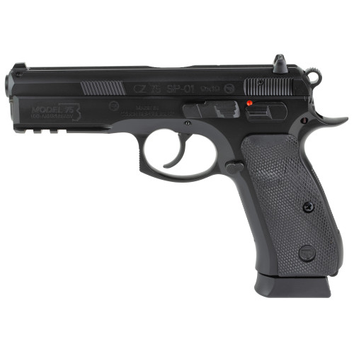 CZ 75 SP-01 50th Anniversary Elite 9mm, 4.6" Cold Hammer Forged Barrel,, Polycoat Finish, Black, Manual Safety, Rubber Grips, Fixed Sights, 19rd, 2 mags