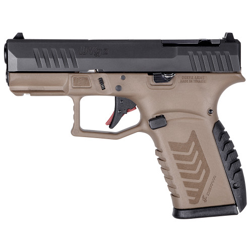 Derya DY9Z 9mm, 3.5" Barrel, Melonite Black Slide, Barrett Brown Dyed Frame, Truglo Red Fiber Optic Front Sight and Green Fiber Optic Rear Sight, 15rd, 1 Magazine