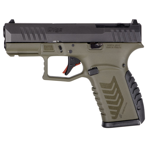 Derya DY9Z 9mm, 3.5" Barrel, Melonite Black Slide, Olive Drab Green Dyed Frame, Truglo Red Fiber Optic Front Sight and Green Fiber Optic Rear Sight, RMSc Footprint Slide Cut, 15rd