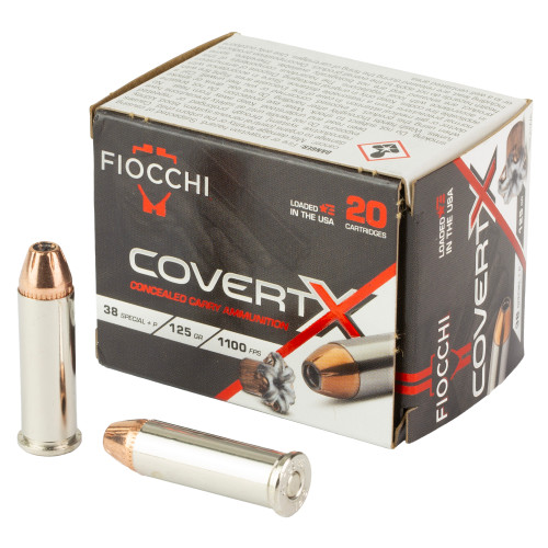 Fiocchi Ammunition COVERT X, 38 Special +P, 125gr, Jacketed Hollow Point, 20rd Box