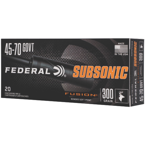 Federal Fusion, 45-70 Government, 300gr, Subsonic Fusion Soft Point, 20rd per Box