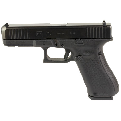 GLOCK 17V 9mm, 4.49" Marksman Barrel, nDLC, Ambi Slide Stop, Flared Well, No Grooves, Serrations, 3x10rd Mags