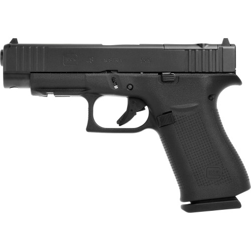 Glock 48 MOS Slim Compact Frame 9mm 15rd,4.17" Black GMB Barrel, Black nDLC Optic Ready/Serrated Steel Slide, Black Polymer Frame Beavertail & Front Rail, Black Textured Polyme