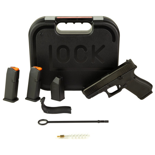 GLOCK 19V, V Series, Full Size, 9mm, 4.02" Marksman Barrel, nDLC Finish, Fixed Sights, Ambidextrous Slide Stop Lever, Flared Mag Well, No Finger Grooves, Front Serrations, 15rd, 3 mags