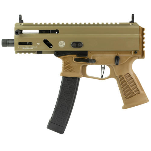 Grand Power Stribog SP9A3S 9mm, 5" Threaded Barrel, , Matte Flat Dark Earth, M-Lok, Non-Reciprocating Charging Handle, 3x30rd Mags