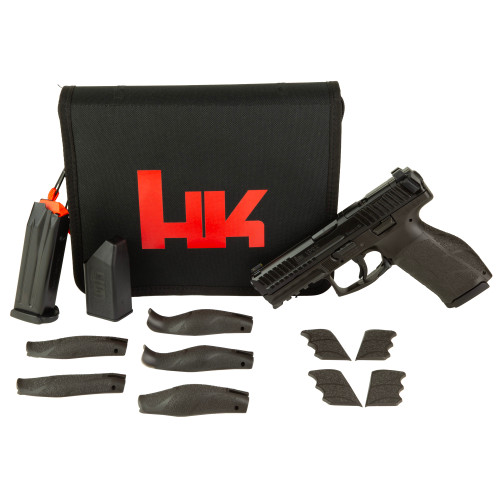 HK VP9A1 X Crossover, Compact, 9mm, 4.09" Hammer Forged Barrel, Black, Interchangeable Backstraps and Side Panels, Tritium Front Sight, Black Serrated Rear Sights, Optics Ready, Paddle-Style Mag Release, 15rd, 2 mags