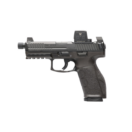 HK VP9A1 X-Tactical 9mm, 4.7" Threaded Barrel, Matte Black, Suppressor Height 3-Dot Sights, Tritium Front, Optics Ready, 2x10rd Mags, Vortex CCW Red Dot