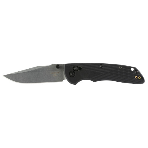 Hogue Deka, Folding Knife, CPM MagnaCut, Stone Tumbled Finish, Silver, Plain Clip Point Edge, 3.25" Blade, Black Polyamide Nylon 12 Grips