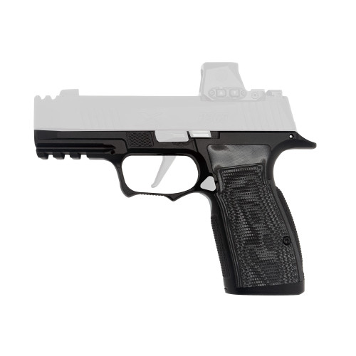 Icarus Precision A.C.E. SXG, Grip Module, Fits Sig P365 X-Macro/XL, Steel Construction, Nitride Finish, Black, Hogue Black G10 Grip Panels
