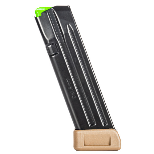 Mec-Gar USA Magazine with Extension, 9mm, 20rd, Fits GLOCK 17, Anti-Friction Coating, Black, Flat Dark Earth Extension