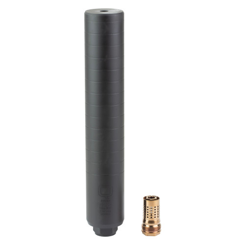 Q Tall Boy 7.62 NATO, 10.25" Length, 1.75" Diameter,, Nitride Finish, Black, Quickie Fast Attach Taper Mount, Includes Rearend Muzzle Device, 19oz Weight