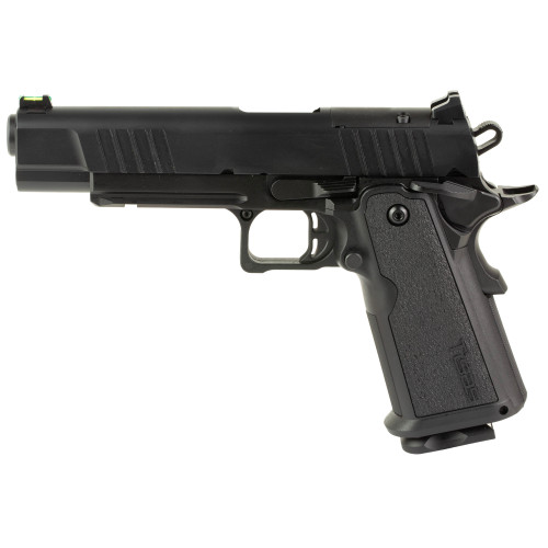 Tisas Duty B9R 1911 9mm, 5" Bull Barrel, Cerakote Black, Rail, Fiber Optic, Low Profile Rear, 2x17rd