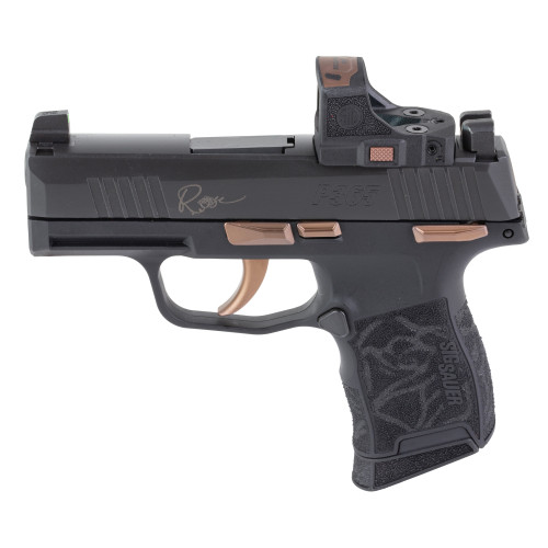 Sig Sauer P365 ROSE 380 ACP, 3.1" Barrel, Nitron Finish, Black, Rose Gold Accents, ROMEO-RS Sight, X-RAY3 Suppressor Height, 2x10rd Mags