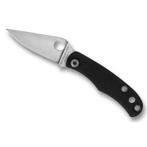 Spyderco Bug, Folding Knife, 1.27" Drop Point Blade, 12C27 Blade, 2.94" Overall Length, Slipjoint Lock, Satin Finish, Silver Blade, Black G-10 Handle