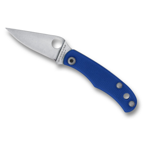 Spyderco Bug, Folding Knife, 1.27" Drop Point Blade, 12C27 Blade, 2.94" Overall Length, Slipjoint Lock, Satin Finish, Silver Blade, Blue G-10 Handle