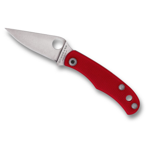 Spyderco Bug, Folding Knife, 1.27" Drop Point Blade, 12C27 Blade, 2.94" Overall Length, Slipjoint Lock, Satin Finish, Silver Blade, Red G-10 Handle