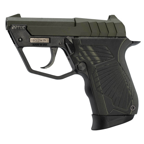 Taurus 22TUC Micro-Compact 22 LR 9rd,2.50" Olive Drab Green Tip-Up Barrel, Olive Drab Green Cerakote Serrated Slide, Black Polymer Frame, VZ G10 Grip