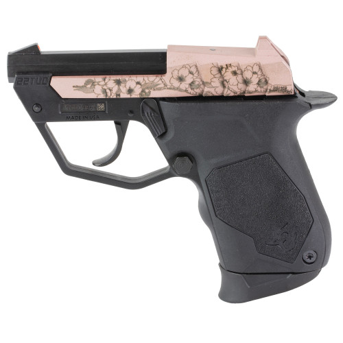 Taurus TUC22 22LR, 2.5" Barrel, Black, Rose Gold Engraved Slide, Fixed Sights, 9rd Mag