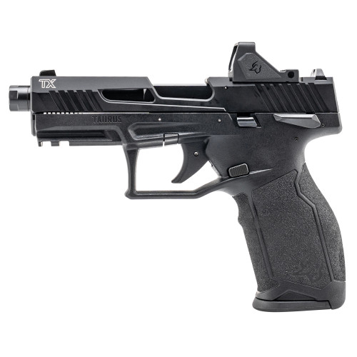 Taurus TX22 TORO Optic Package 22 LR, 4.6" Threaded Barrel, Anodized Black, Drift Adj Rear Serrated Sight, Fixed White Dot Front, Viridian RFX-11 3 MOA Green Dot, 22rd