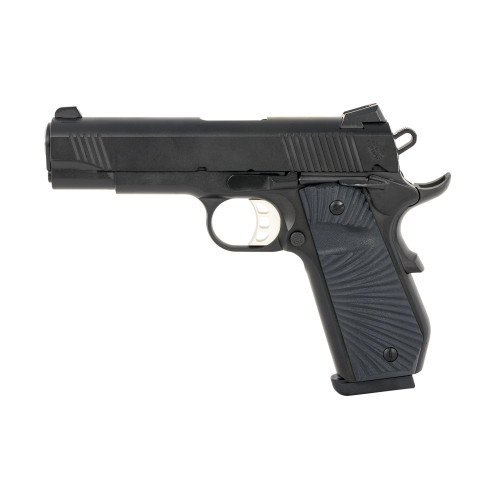 Tisas 1911 Carry, 1911, Commander, 45 ACP, 4.25" Barrel, Cerakote Finish, Carbon Black, Sunburst Texture G10 Grips, Novak White Dot Sights, 8rd, 2 mags