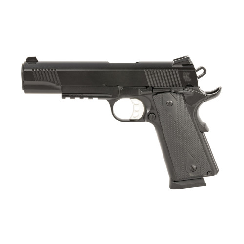 Tisas 1911 Duty B9, 1911, Full Size, 45 ACP, 5" Barrel, Cerakote Finish, Black, Rubber Overmolded Grips, Novak White Dot Sights, 8rd, 2 mags