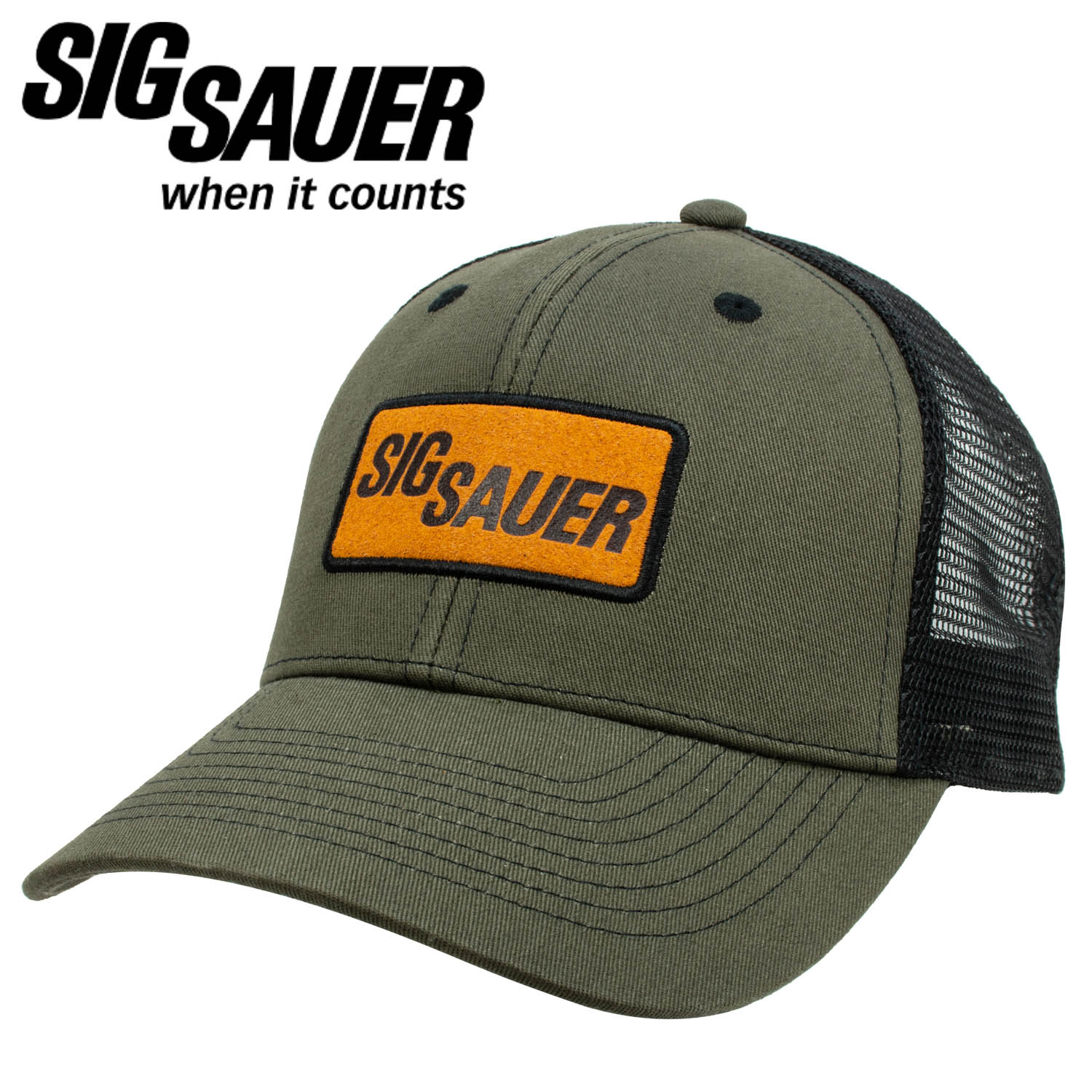 Sig Sauer Leather Patch Trucker Hat