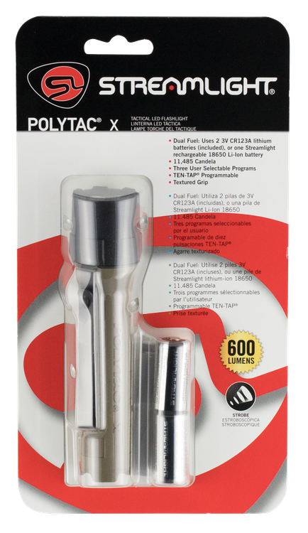 Streamlight PolyTac X Coyote Polymer White LED 35/260/600 Lumens 205 Meters Range