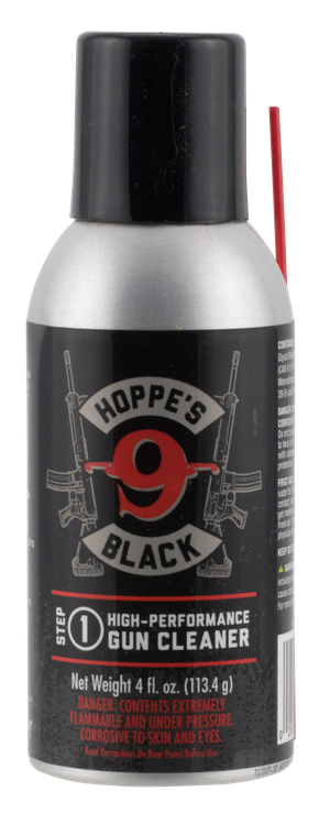 Hoppe's Black Gun Cleaner removes Carbon, Powder & Lead Fouling, has High-Performance Formula & is Step 1 in Hoppe's Five Step Cleaning System comes in 4 oz Aerosol Can with Extension Tube