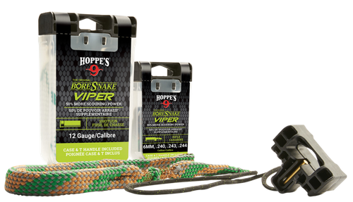 Hoppe's BoreSnake Viper Den with Bronze Bristles, Brass Weight, Pull Handle Lid & Large 160X Tail Surface Area for 416, 44, 45-70, 458 & 460 Caliber Rifles