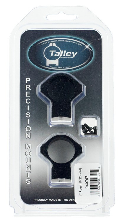Talley Light Weight Ring/Base Combo Medium 2-Piece Base/Rings For Ruger 10/22 Black Matte Anodized Finish 1" Diameter