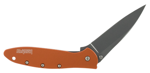 Kershaw Leek 3" Folding Drop Point Plain Bead Blasted 14C28N Steel Blade Orange Anodized Aluminum Handle Includes Pocket Clip