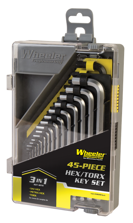Wheeler SAE/Metric Hex & Torx Key Set Silver Steel 45 Pieces