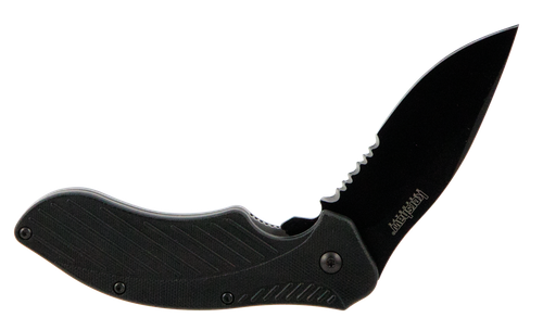 Kershaw Clash 3.10" Folding Drop Point Part Serrated Black Oxide 8Cr13MoV SS Blade Black Glass-Filled Nylon Handle Includes Pocket Clip