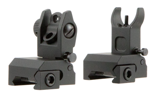 TacFire Low Profile Pop Up Iron Sights, Black, Spring Loaded Flip-Up, For AR-Platform