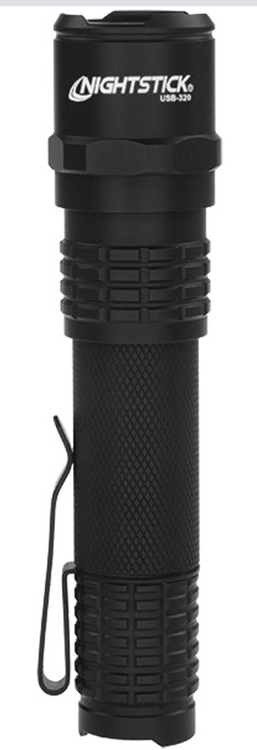 Nightstick, Rechargeable EDC Flashlight, 320 Lumens, 3,100 Candela, IP-X7 Waterproof, 1.5 Hours of Runtime, Black