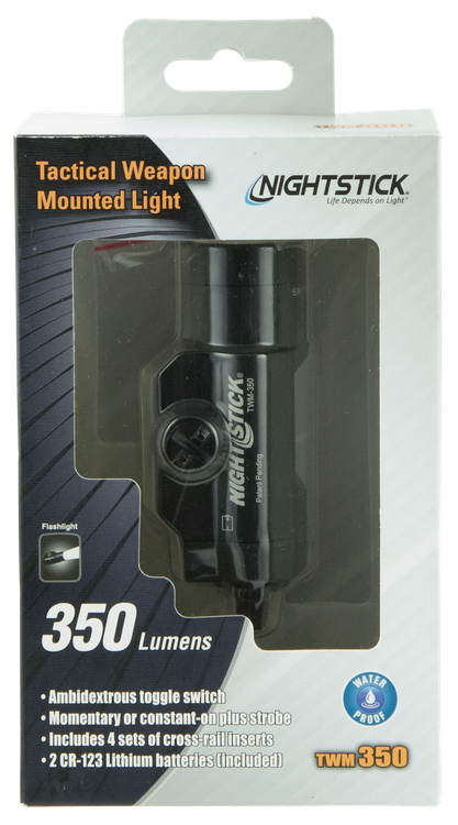 Nightstick, Tactical Weapon-Mounted Light, 350 Lumens, 12,000 Candela, IP-X7 Waterproof, 2.5 Hours of Runtime, Black