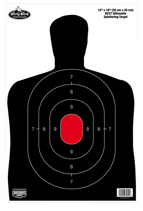 Birchwood Casey Dirty Bird BC-27 Silhouette Tagboard Hanging Pistol 12" x 18" Black/Red 100 Per Pkg
