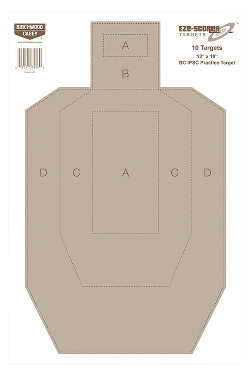 Birchwood Casey EZE-Scorer BC-IPSC Practice Hanging Paper 12" x 18" IPSC Tan 100 Per Pack