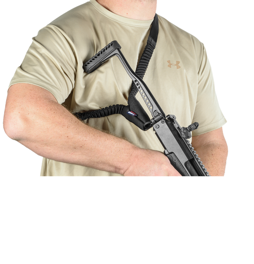 FAB Defense Bungee One Point Tactical Sling for AR Platform/ SBR 23.60" OAL 1.18" Wide Designed For Chest or Shoulder Carry Quick Release Buckle Black Elastic