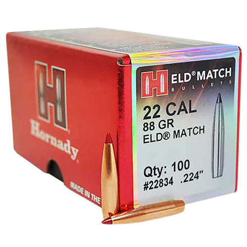 Hornady ELD Match 22 Caliber .224 88gr, Extremely Low Drag Match 100 Per Box, BULLETS NOT AMMO