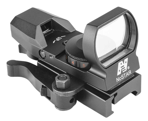 NcStar NcStar Red & Green Reflex Sight with 4 Reticles and QR Mount- Black Heads Up Black Anodized 1x24x34mm 3 MOA Red/Green Dual Illuminated Multi Reticle Features QR Mount