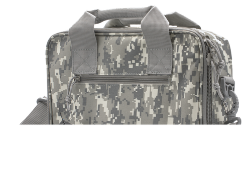 NcStar VISM Double Pistol Range Bag with Mag Pouches, Loop Fasteners, Zippers, Padding & Digital Camouflage Finish